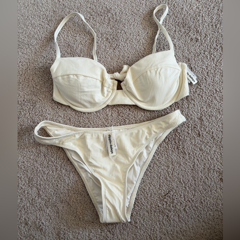 Dippin' Daisy's Cream Ribbed Bikini Set